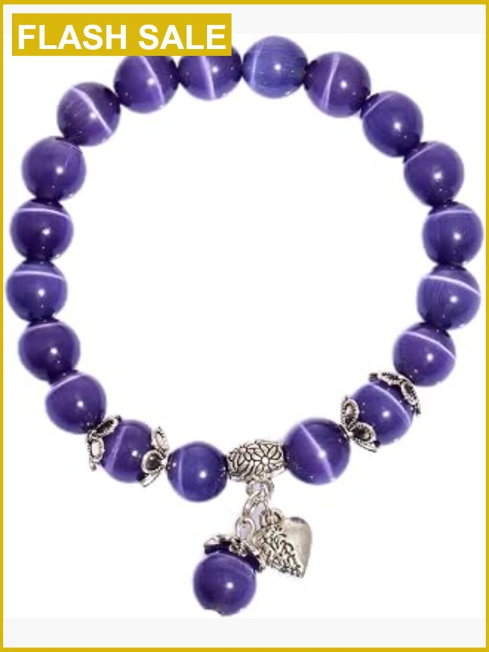 Natural Cat's Eye Gemstone Stretch Bracelet Healing Stone Beaded Unisex